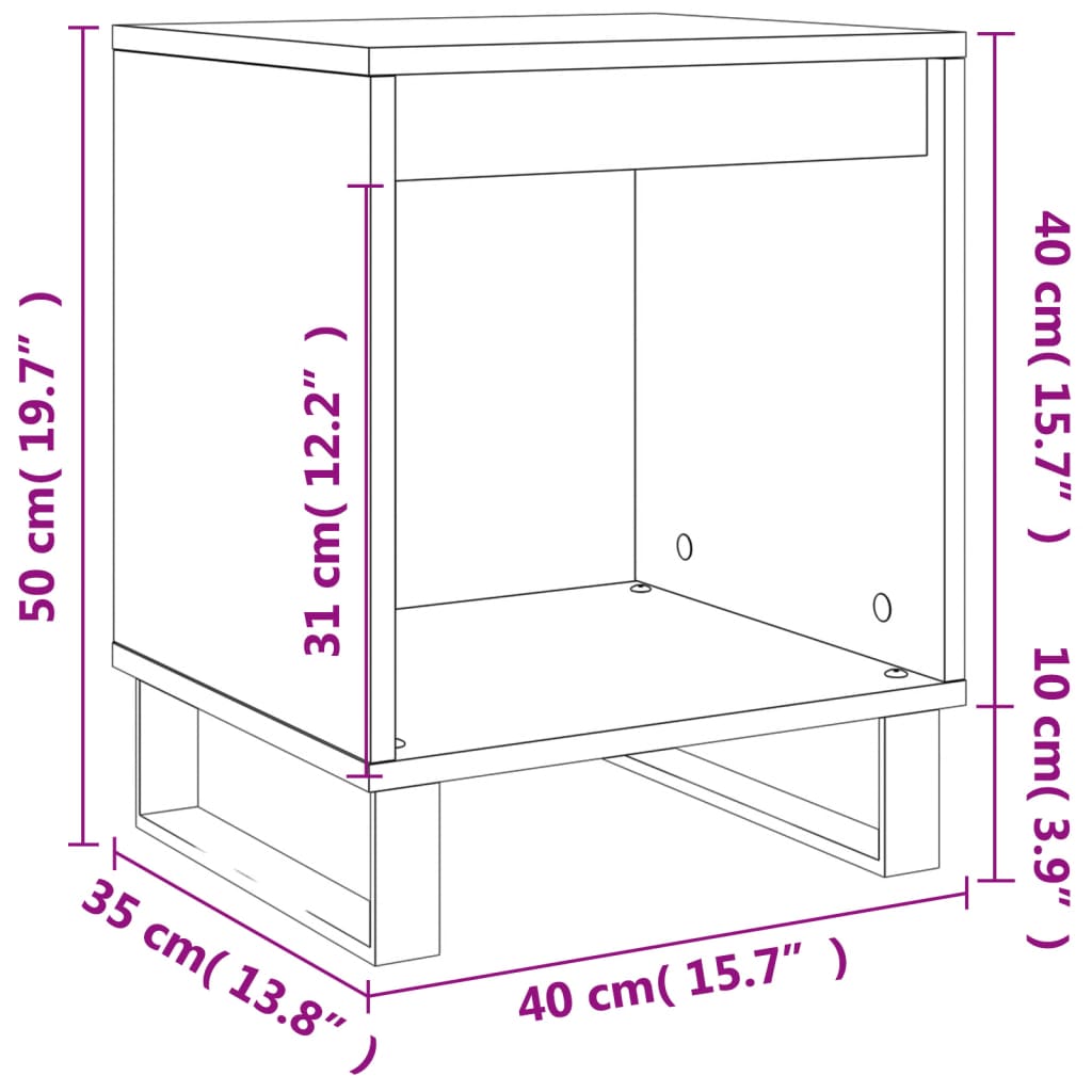 vidaXL Κομοδίνο Γκρι Sonoma 40 x 35 x 50 εκ. από Επεξεργασμένο Ξύλο