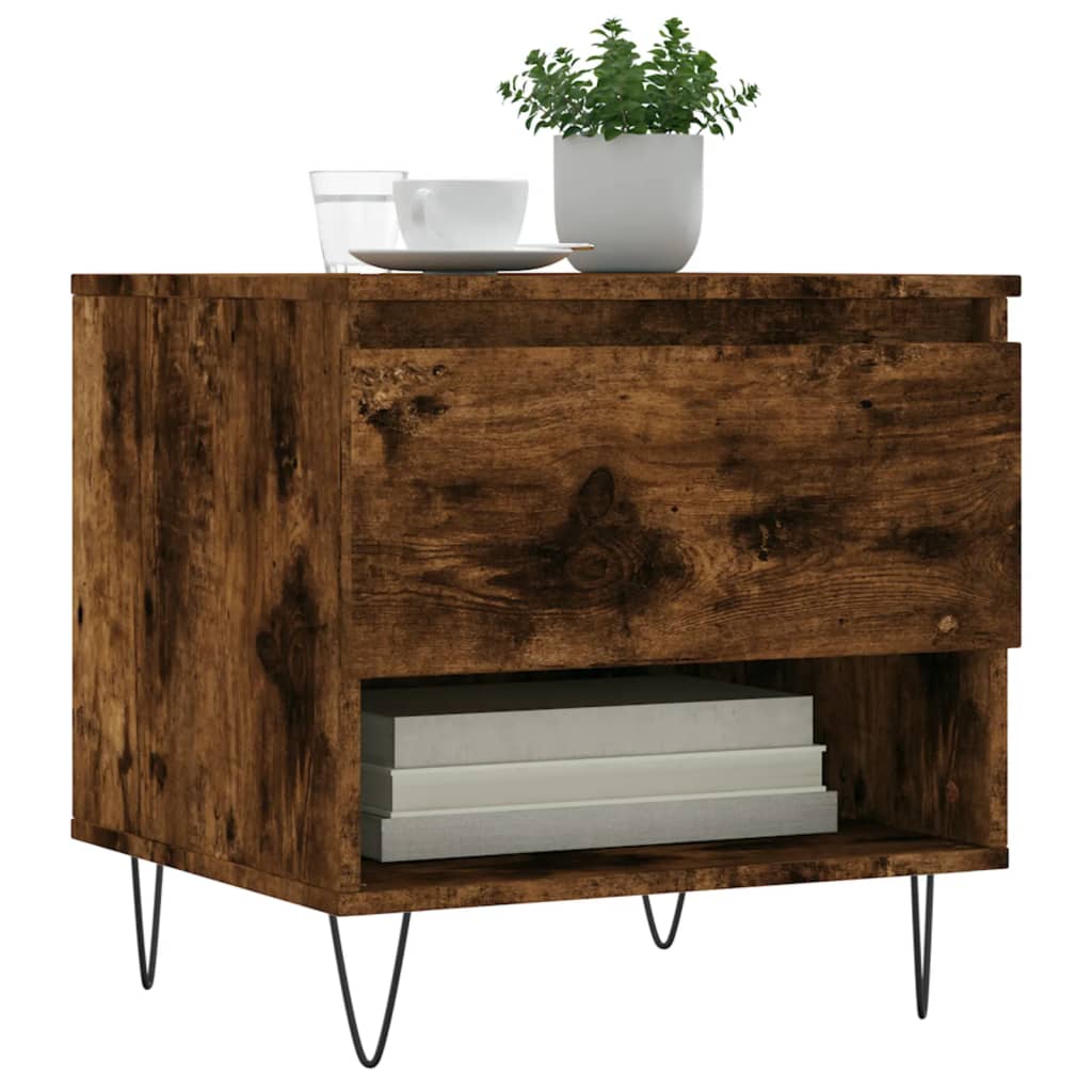 vidaXL Τραπέζι Σαλονιού Καπνιστή Δρυς 50x46x50 εκ. Επεξεργασμένο Ξύλο