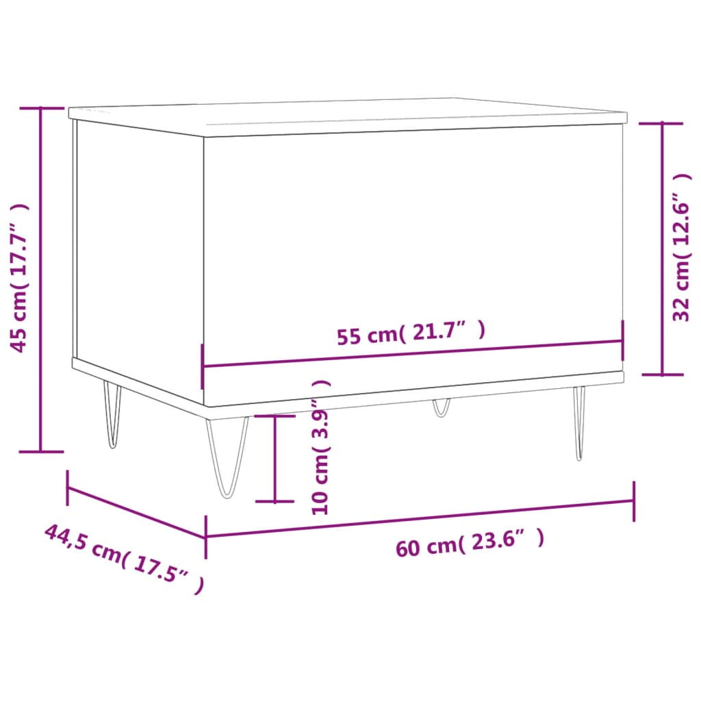 vidaXL Τραπεζάκι Σαλονιού Καφέ Δρυς 60x44,5x45 εκ. Επεξεργασμένο Ξύλο