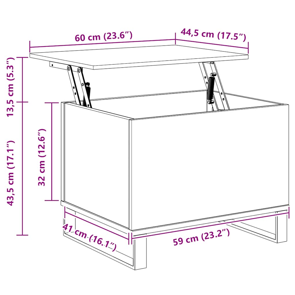 vidaXL Τραπεζάκι Σαλονιού Γκρι Σκυρ. 60x44,5x45 εκ. Επεξεργ. Ξύλο