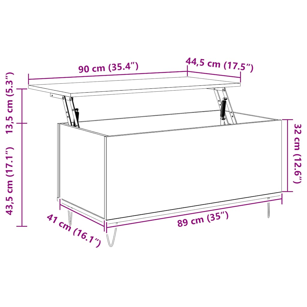vidaXL Τραπεζάκι Σαλονιού Sonoma Δρυς 90x44,5x45εκ. Επεξεργασμένο Ξύλο