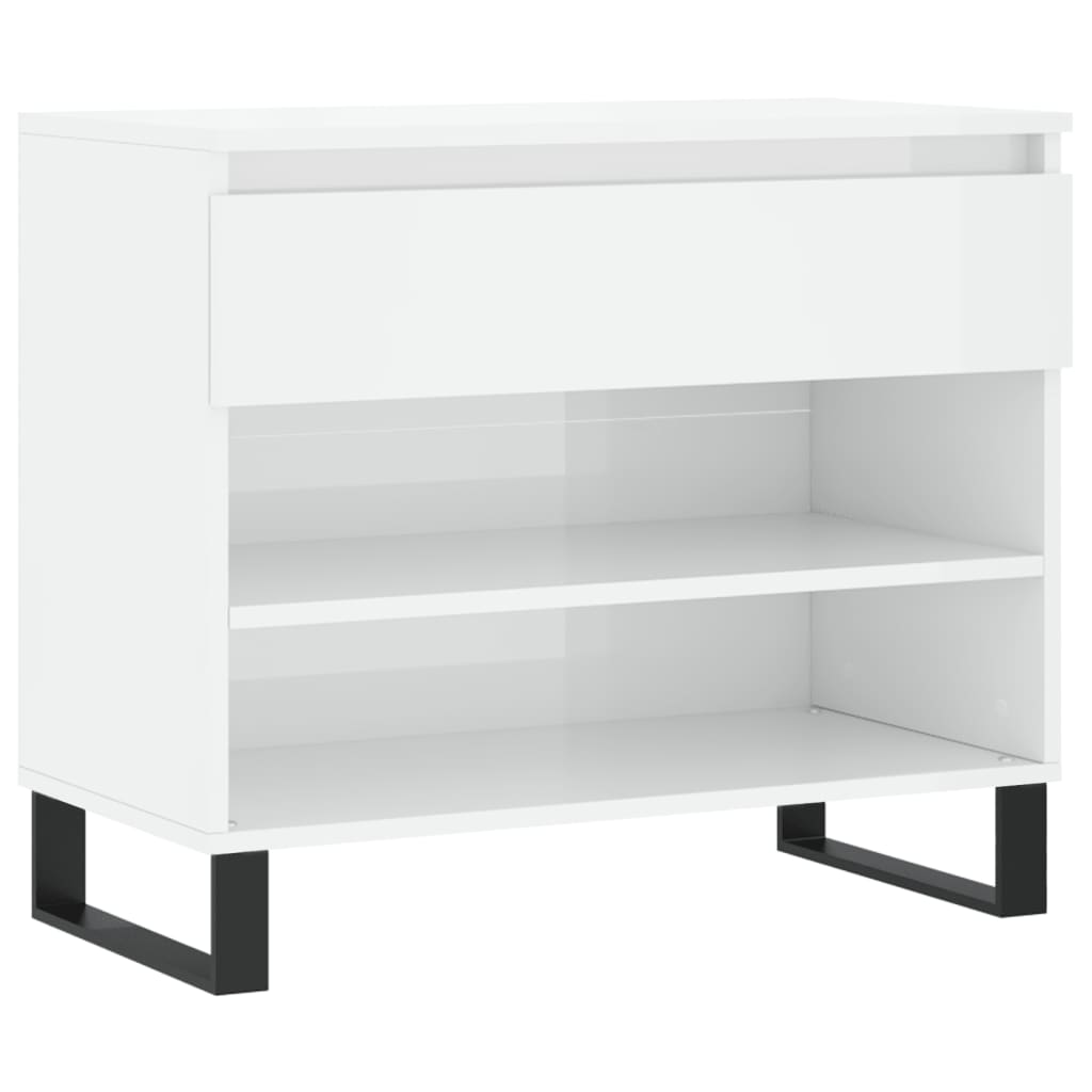 vidaXL Παπουτσοθήκη Γυαλιστερή Λευκή 70x36x60 εκ. Επεξεργασμένο Ξύλο