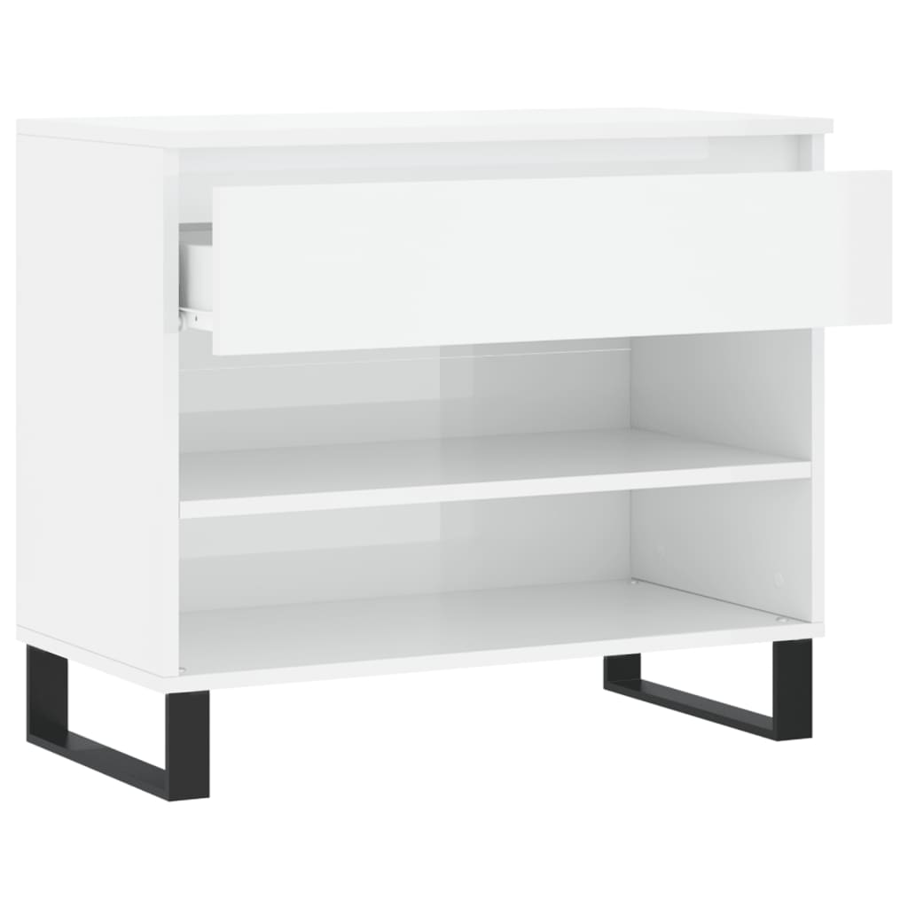 vidaXL Παπουτσοθήκη Γυαλιστερή Λευκή 70x36x60 εκ. Επεξεργασμένο Ξύλο