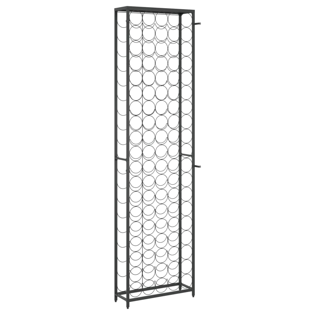 vidaXL Ραφιέρα Κρασιών 95 Μπουκ. Μαύρη 54x18x200εκ Σφυρήλατο Σίδερο