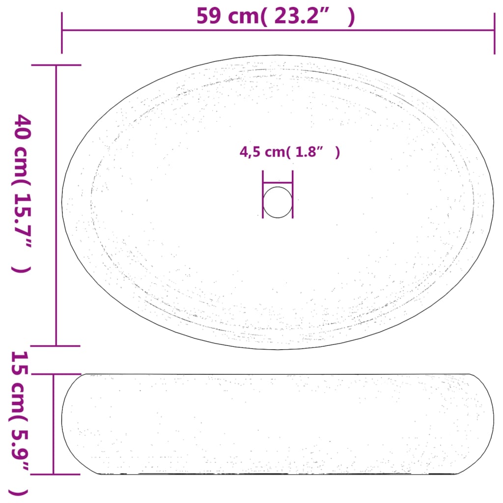 vidaXL Νιπτήρας Οβάλ Χρώμα Άμμου 59 x 40 x 15 εκ. Κεραμικός
