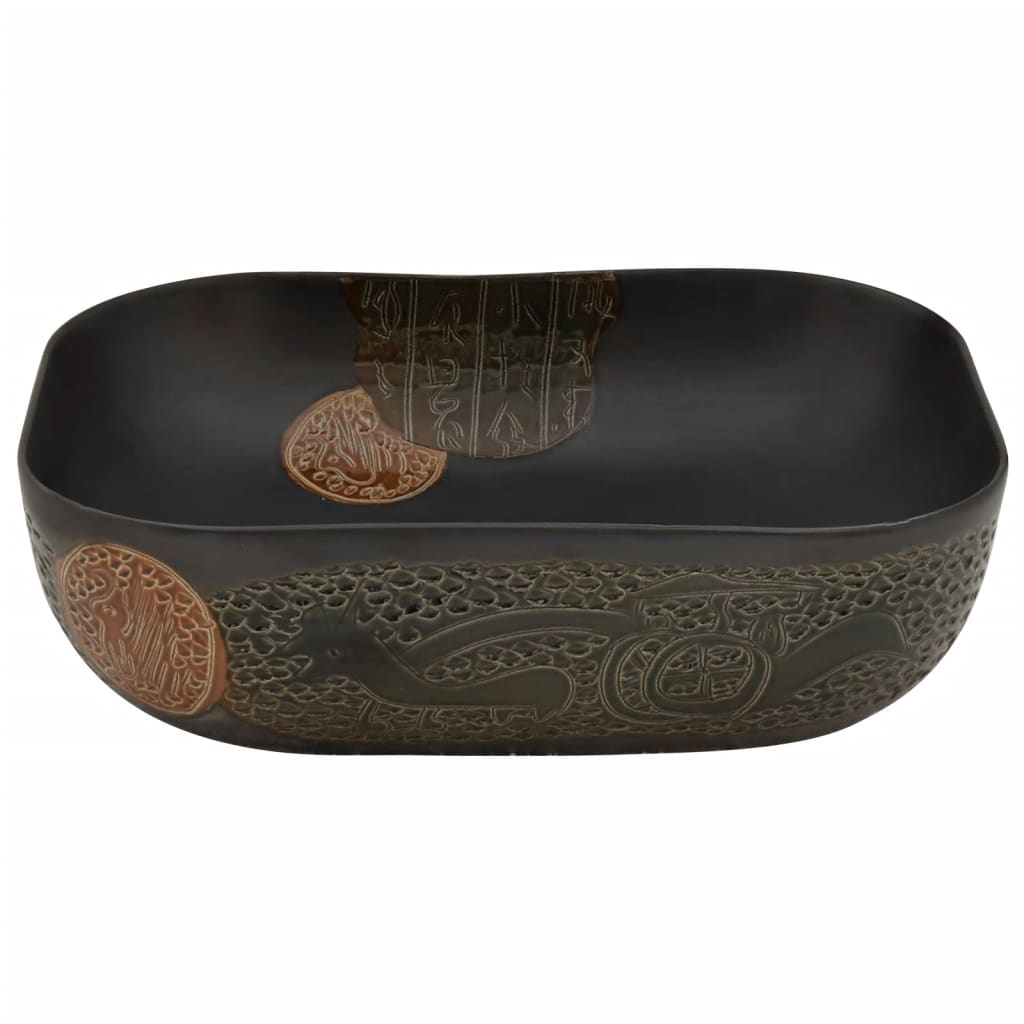 vidaXL Νιπτήρας Ορθογώνιος Μαύρος 48 x 37,5 x 13,5 εκ. Κεραμικός