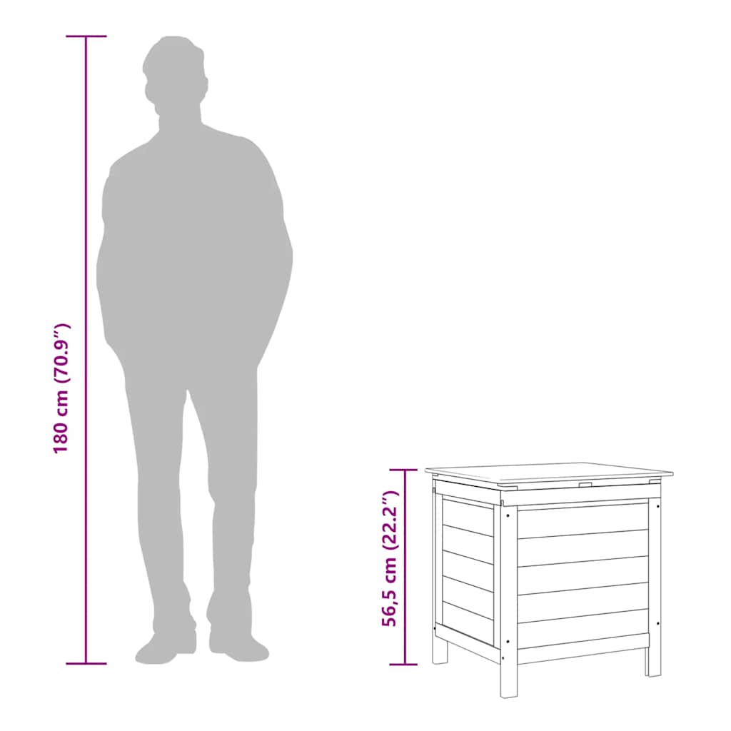 vidaXL Μπαούλο Αποθ. Κήπου Καφέ 50x49x56,5 εκ. Μασίφ Ξύλο Ελάτης