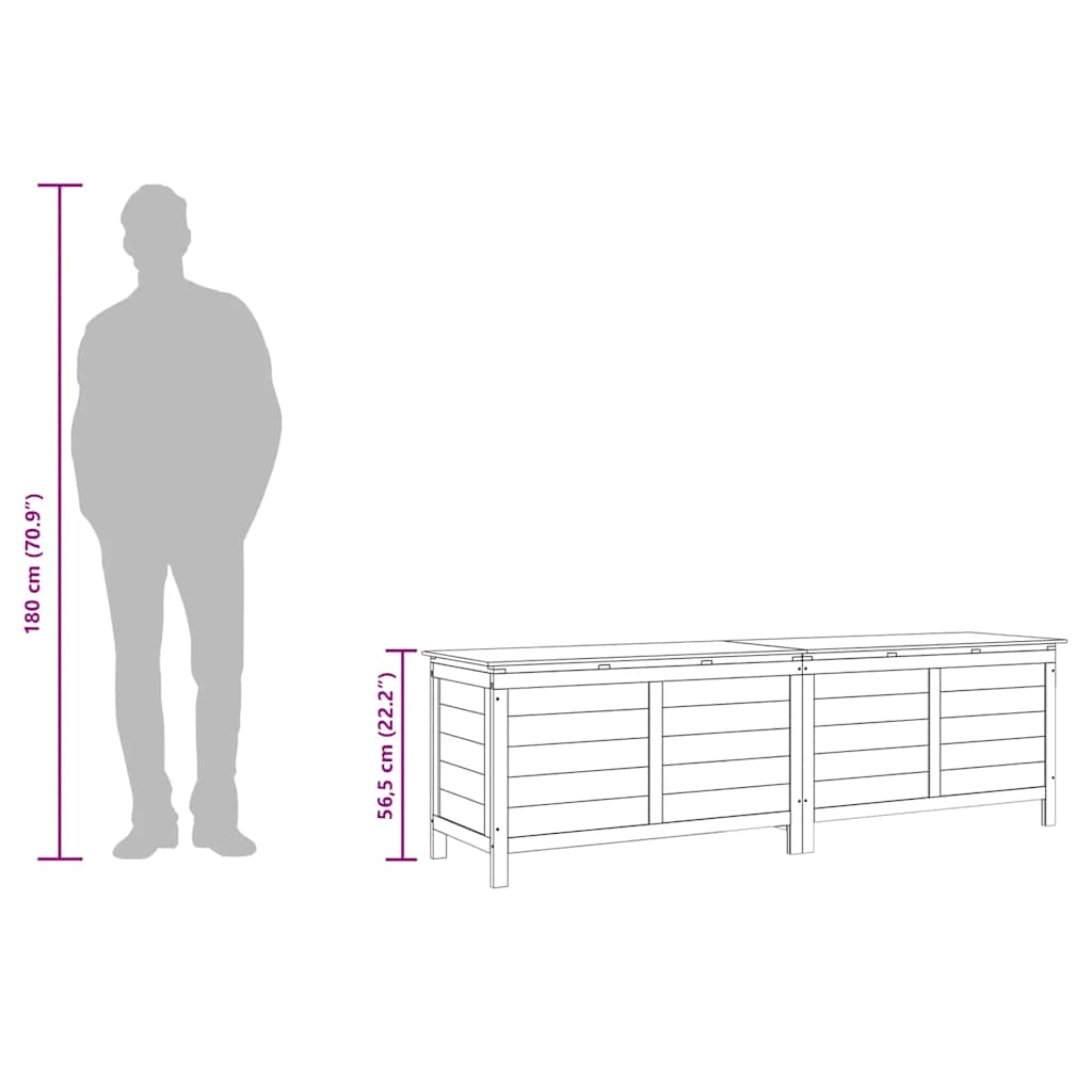 vidaXL Μπαούλο Αποθ. Κήπου Λευκό 198,5x50x56,5εκ Μασίφ Ξύλο Ελάτης