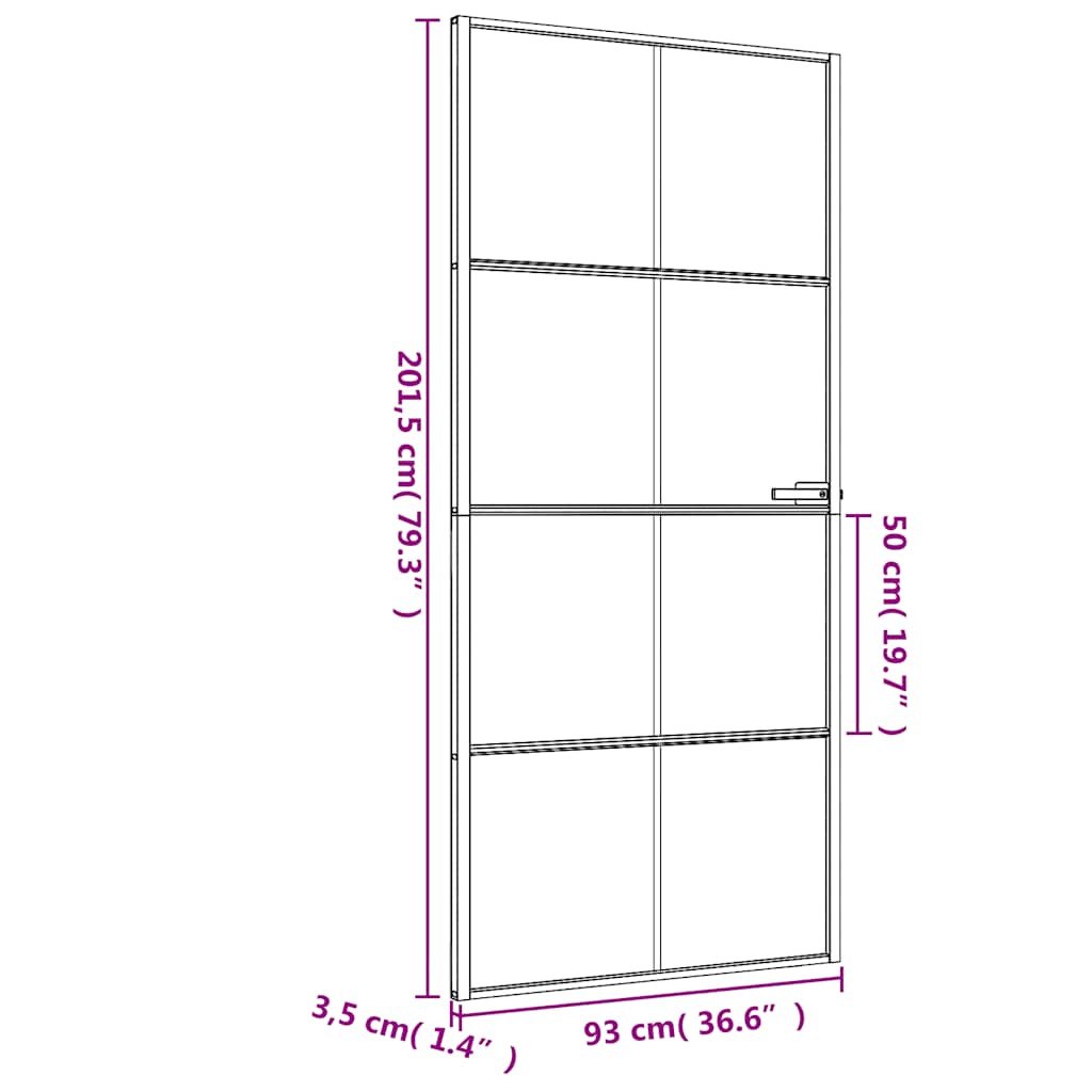 vidaXL Εσωτερική Πόρτα Μαύρη 93 x 201,5 εκ. Ψημένο Γυαλί & Αλουμίνιο