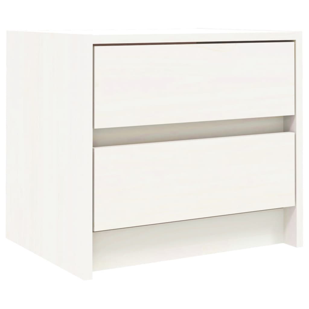 vidaXL Κομοδίνο Λευκό 40 x 31 x 35,5 εκ. από Μασίφ Ξύλο Πεύκου