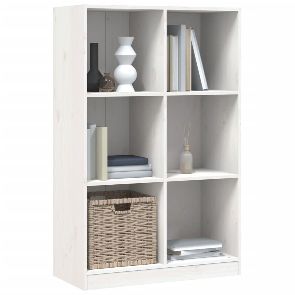 vidaXL Βιβλιοθήκη Λευκή 70 x 33 x 110 εκ. από Μασίφ Ξύλο Πεύκου