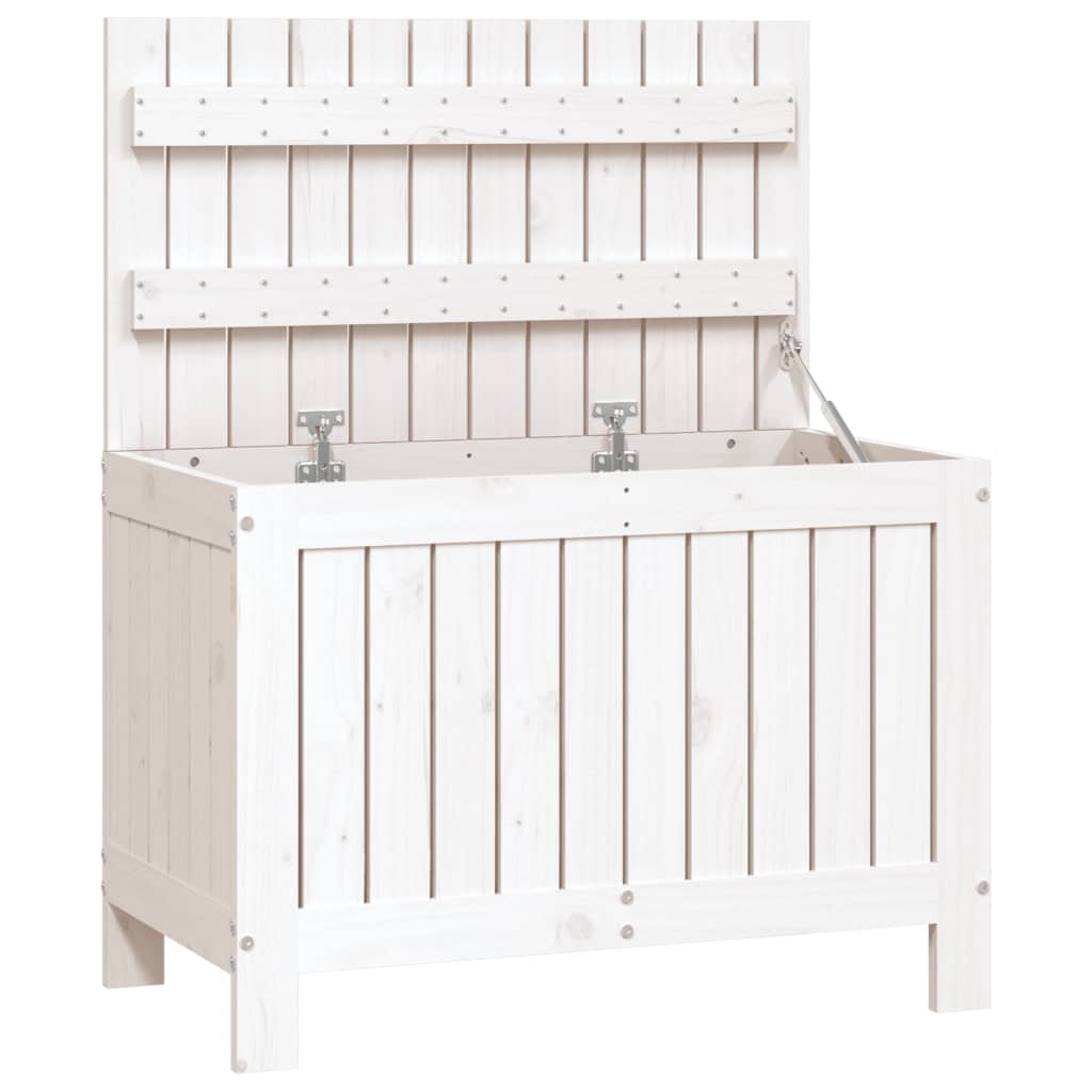 vidaXL Κουτί Αποθήκευσης Κήπου Λευκό 76x42,5x54 εκ. Μασίφ Ξύλο Πεύκου