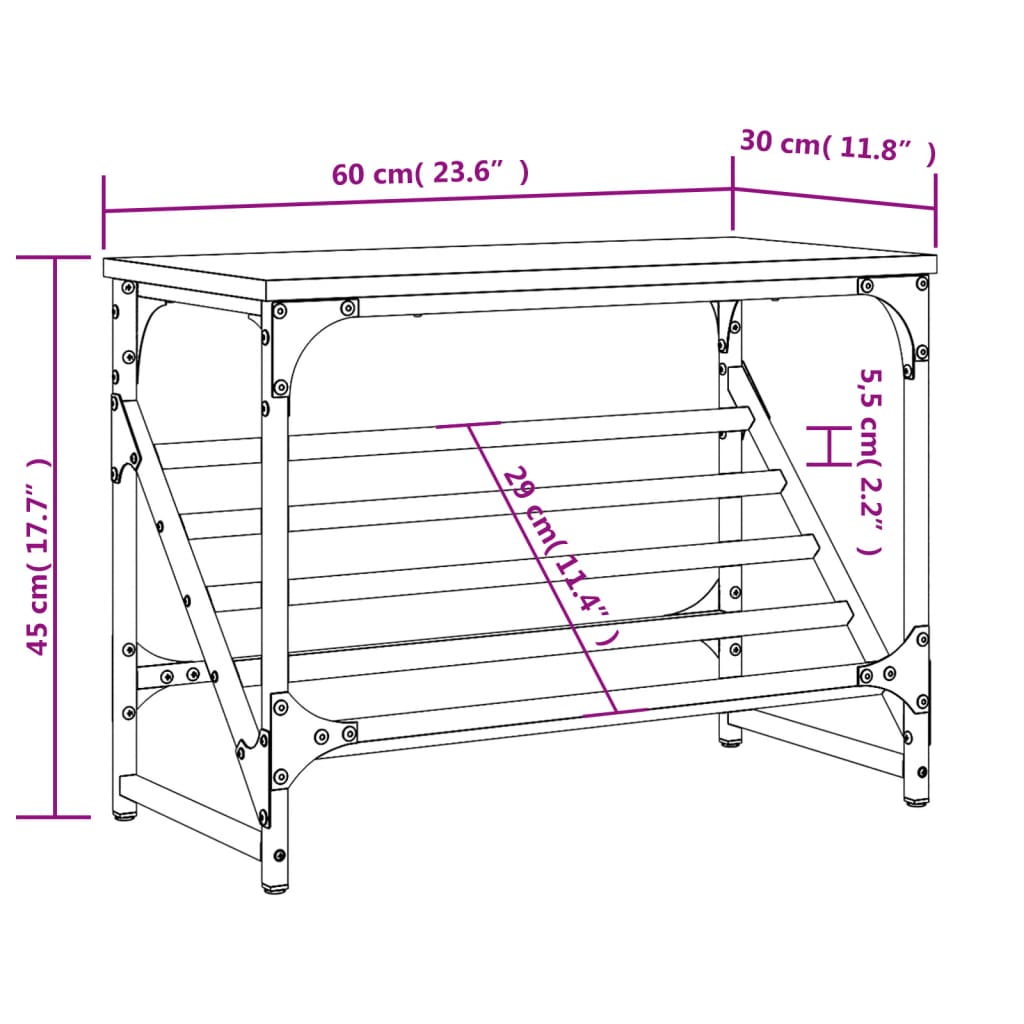 vidaXL Παπουτσοθήκη Γκρι Sonoma 60x30x45 εκ. από Επεξεργασμένο Ξύλο