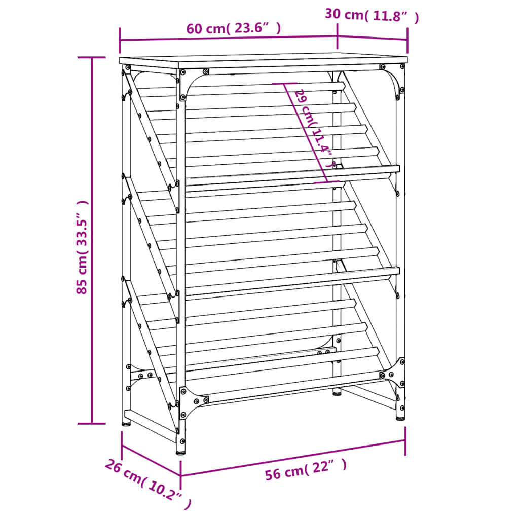 vidaXL Παπουτσοθήκη Γκρι Sonoma 60x30x85 εκ. από Επεξεργασμένο Ξύλο