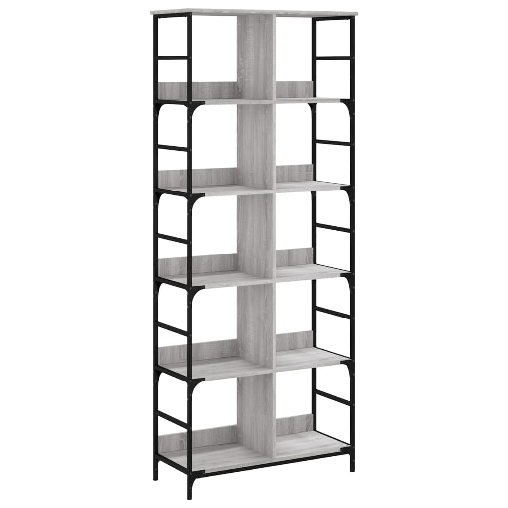 vidaXL Βιβλιοθήκη Γκρι Sonoma 78,5x33x188,5 εκ. Επεξεργασμένο Ξύλο