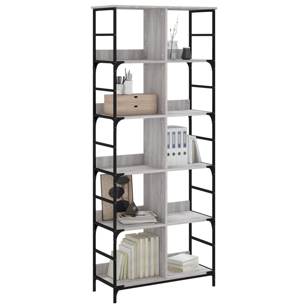 vidaXL Βιβλιοθήκη Γκρι Sonoma 78,5x33x188,5 εκ. Επεξεργασμένο Ξύλο