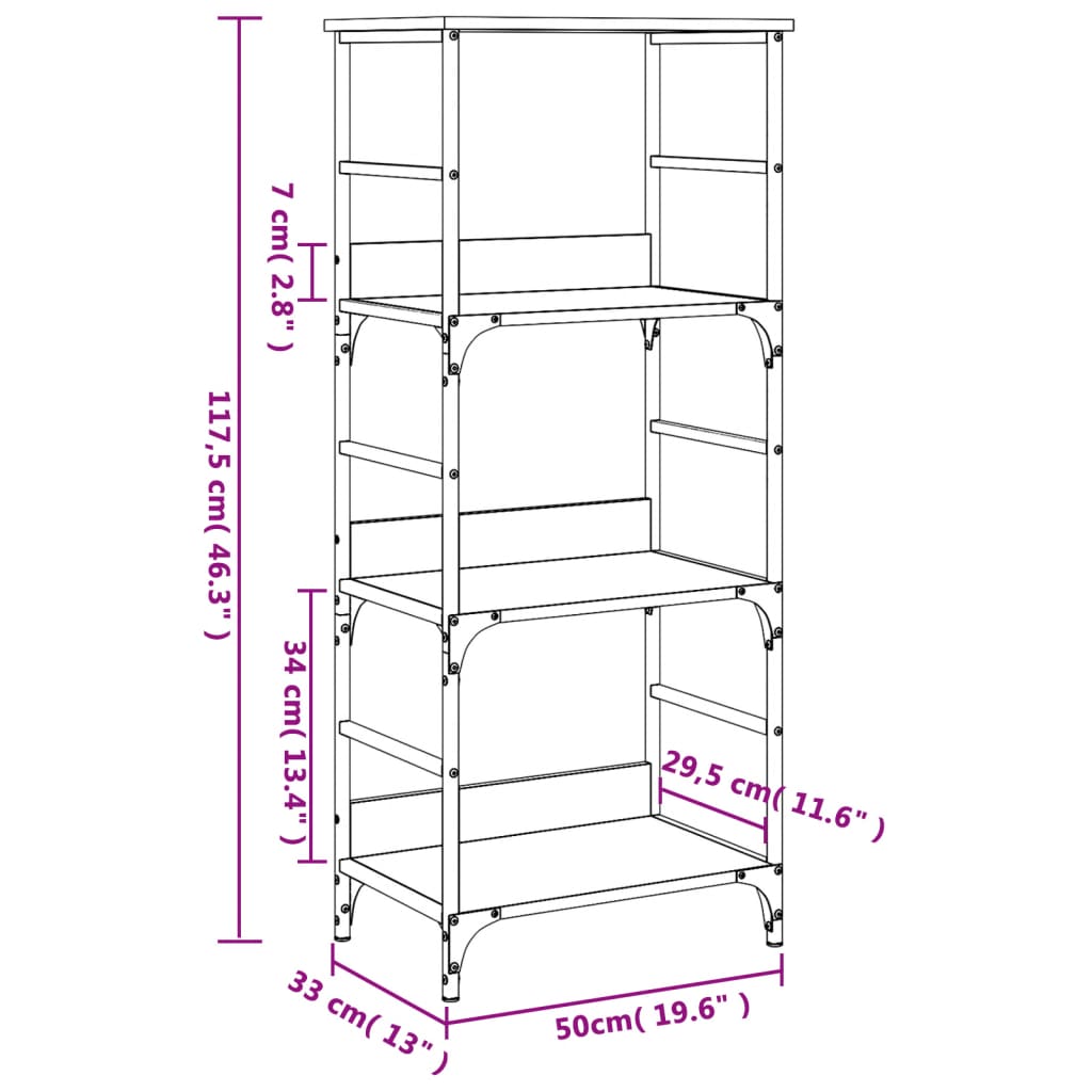 vidaXL Βιβλιοθήκη Μαύρη 50x33x117,5 εκ. από Επεξεργασμένο Ξύλο