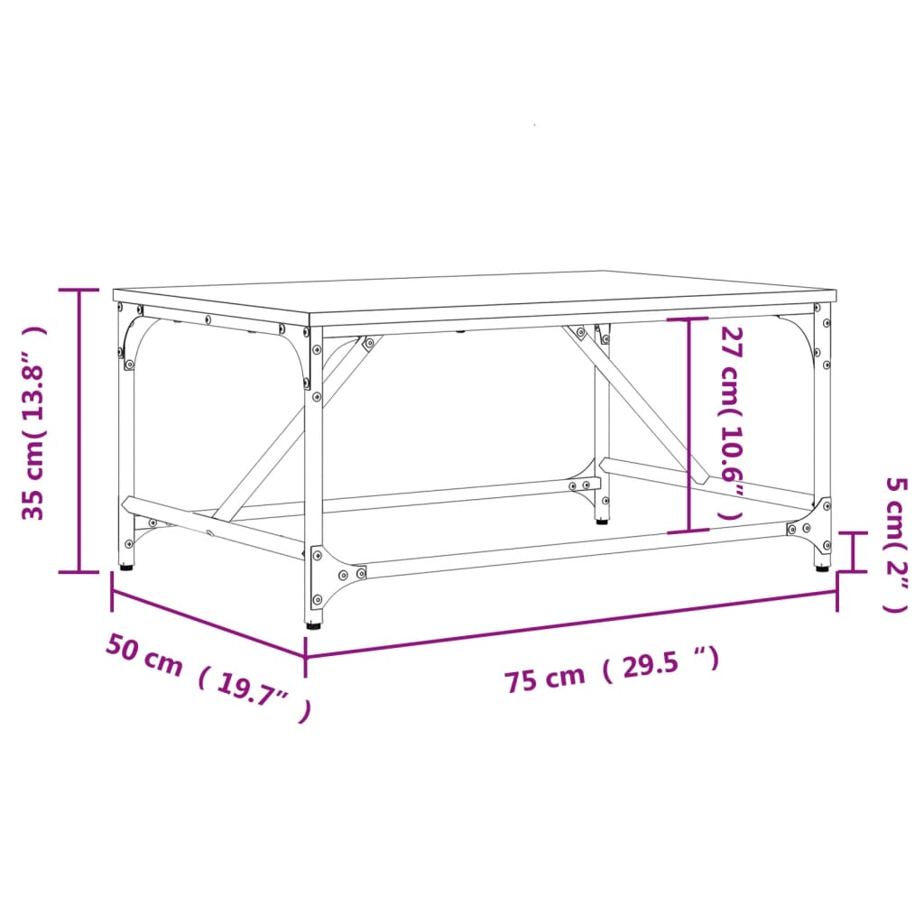 vidaXL Τραπεζάκι Σαλονιού Sonoma Δρυς 75x50x35 εκ. Επεξεργασμένο Ξύλο