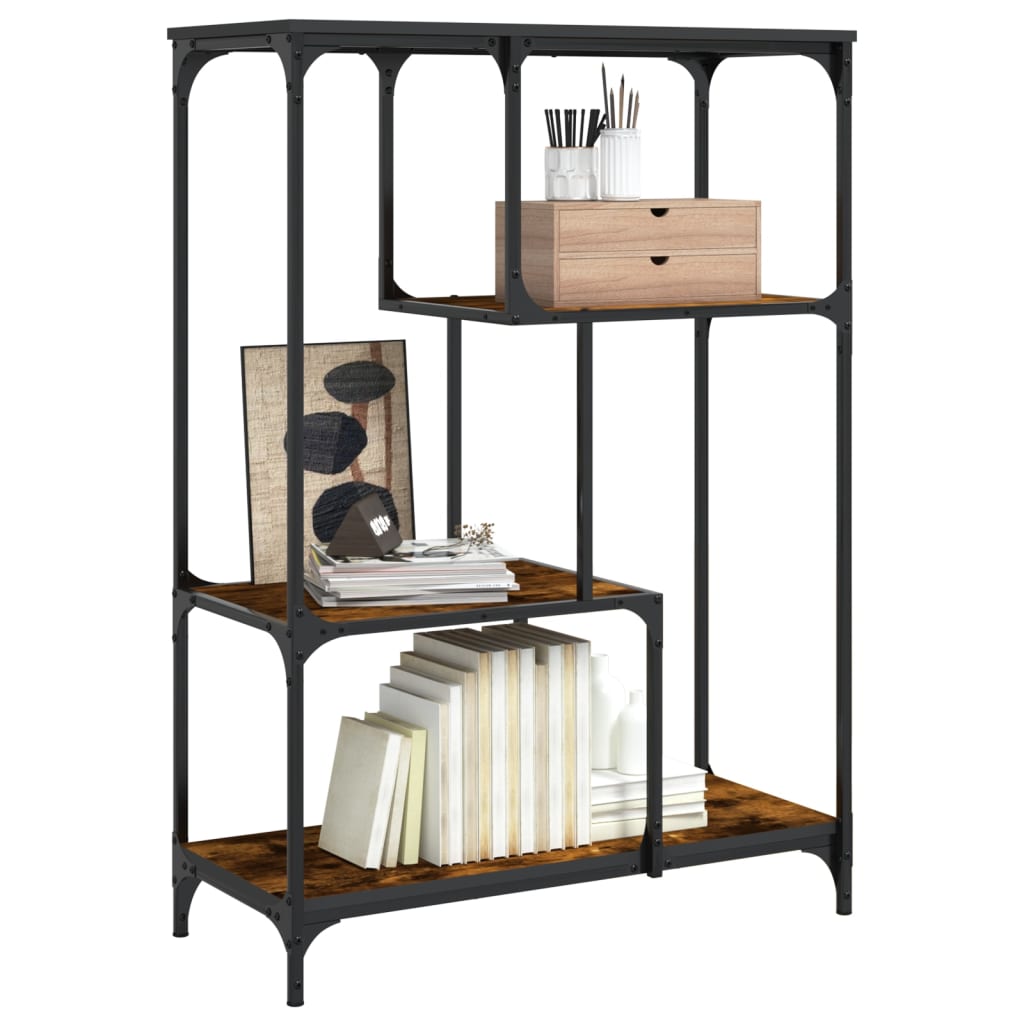 vidaXL Βιβλιοθήκη Καπνιστή Δρυς 81 x 36 x 115 εκ. Επεξεργ. Ξύλο/Ατσάλι