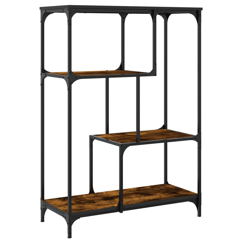 vidaXL Βιβλιοθήκη Καπνιστή Δρυς 81 x 36 x 115 εκ. Επεξεργ. Ξύλο/Ατσάλι