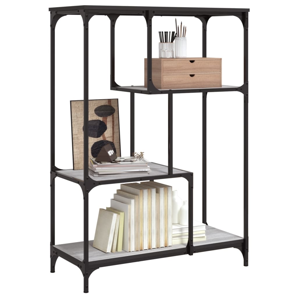 vidaXL Βιβλιοθήκη Γκρι Sonoma 81 x 36 x 115 εκ. Επεξεργ. Ξύλο / Ατσάλι