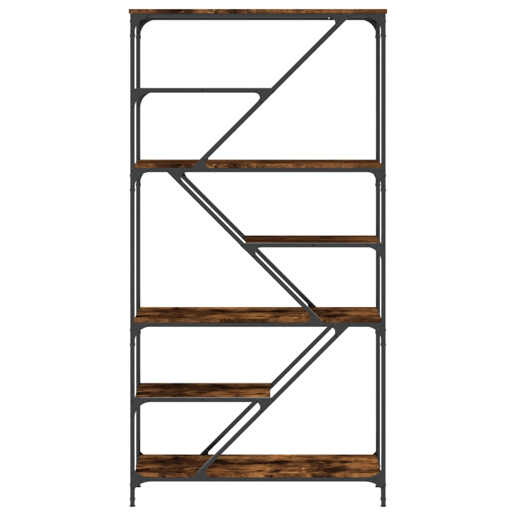 vidaXL Βιβλιοθήκη Καπνιστή Δρυς 91 x 36 x 176 εκ. Επεξεργ. Ξύλο/Ατσάλι