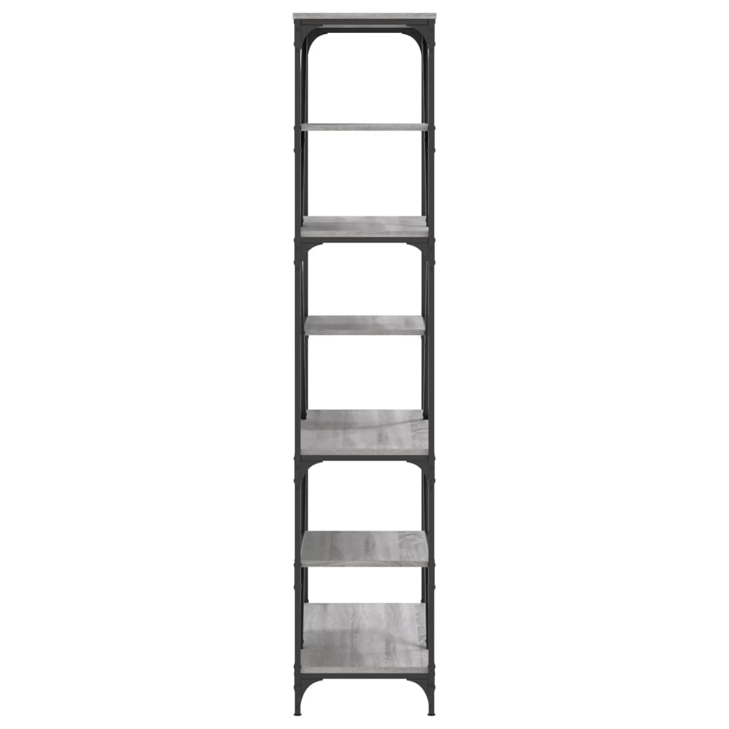 vidaXL Βιβλιοθήκη Γκρι Sonoma 91 x 36 x 176 εκ. Επεξεργ. Ξύλο / Ατσάλι