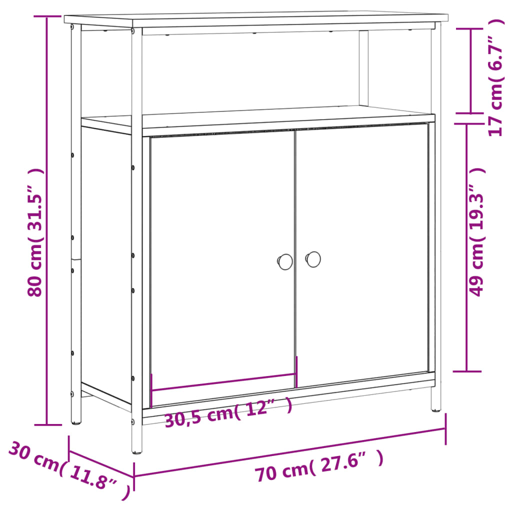 vidaXL Ντουλάπι Sonoma Δρυς 70x30x80 εκ. Επεξεργασμένο Ξύλο