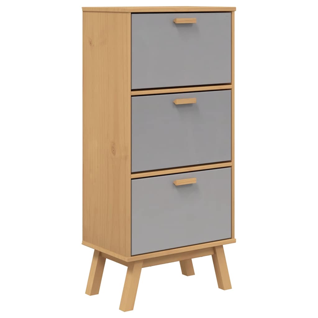 vidaXL Παπουτσοθήκη OLDEN Γκρι/Καφέ 55x35x120 εκ. Μασίφ Ξύλο Πεύκου