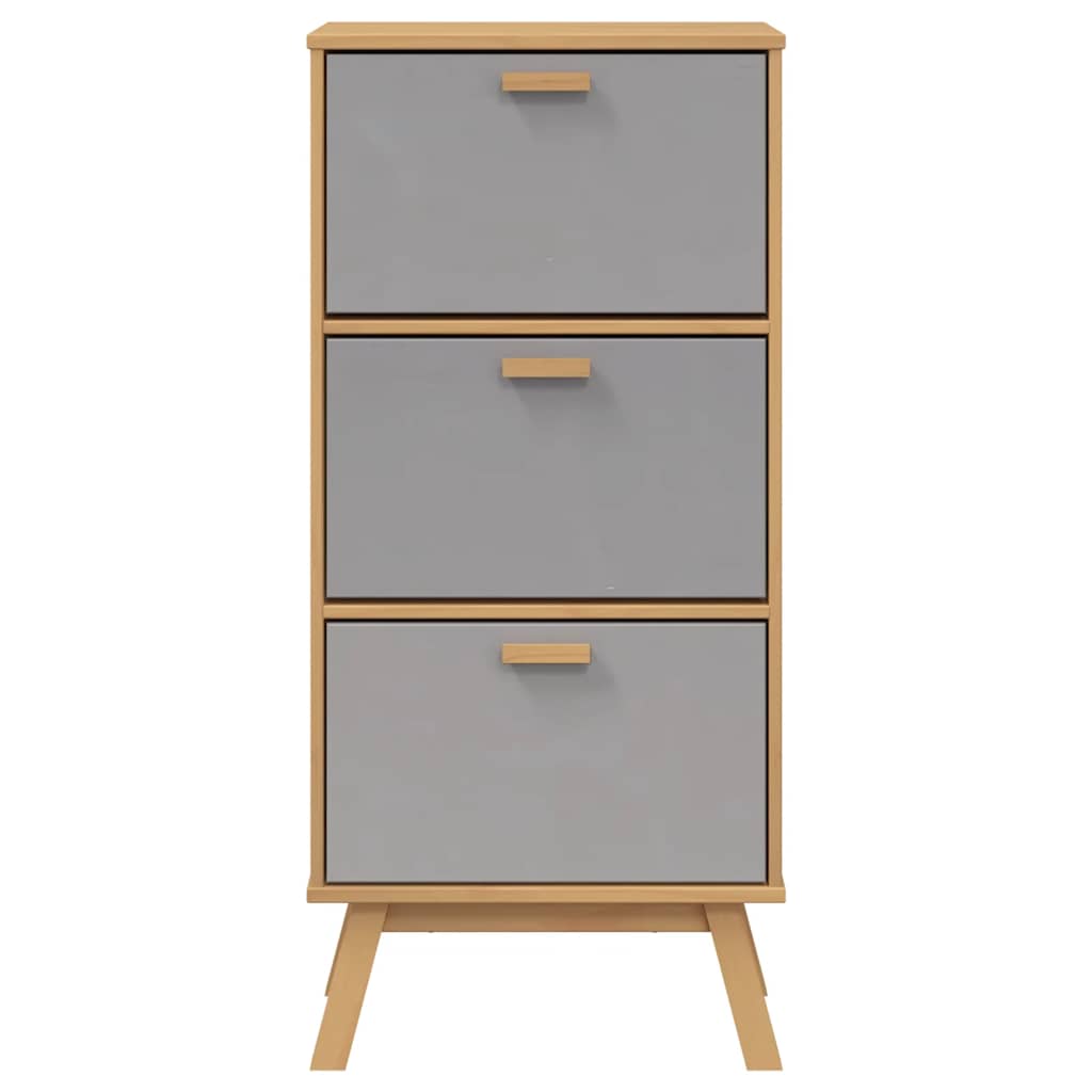 vidaXL Παπουτσοθήκη OLDEN Γκρι/Καφέ 55x35x120 εκ. Μασίφ Ξύλο Πεύκου