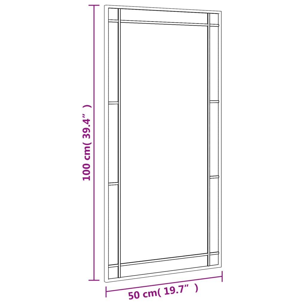 vidaXL Καθρέφτης Ορθογώνιος Μαύρος 50 x 100 εκ. από Σίδερο