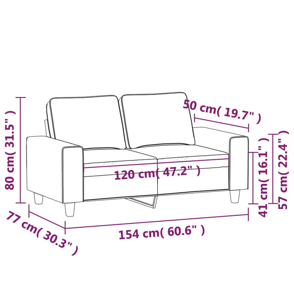 vidaXL Καναπές Διθέσιος Taupe 120 εκ. Υφασμάτινος
