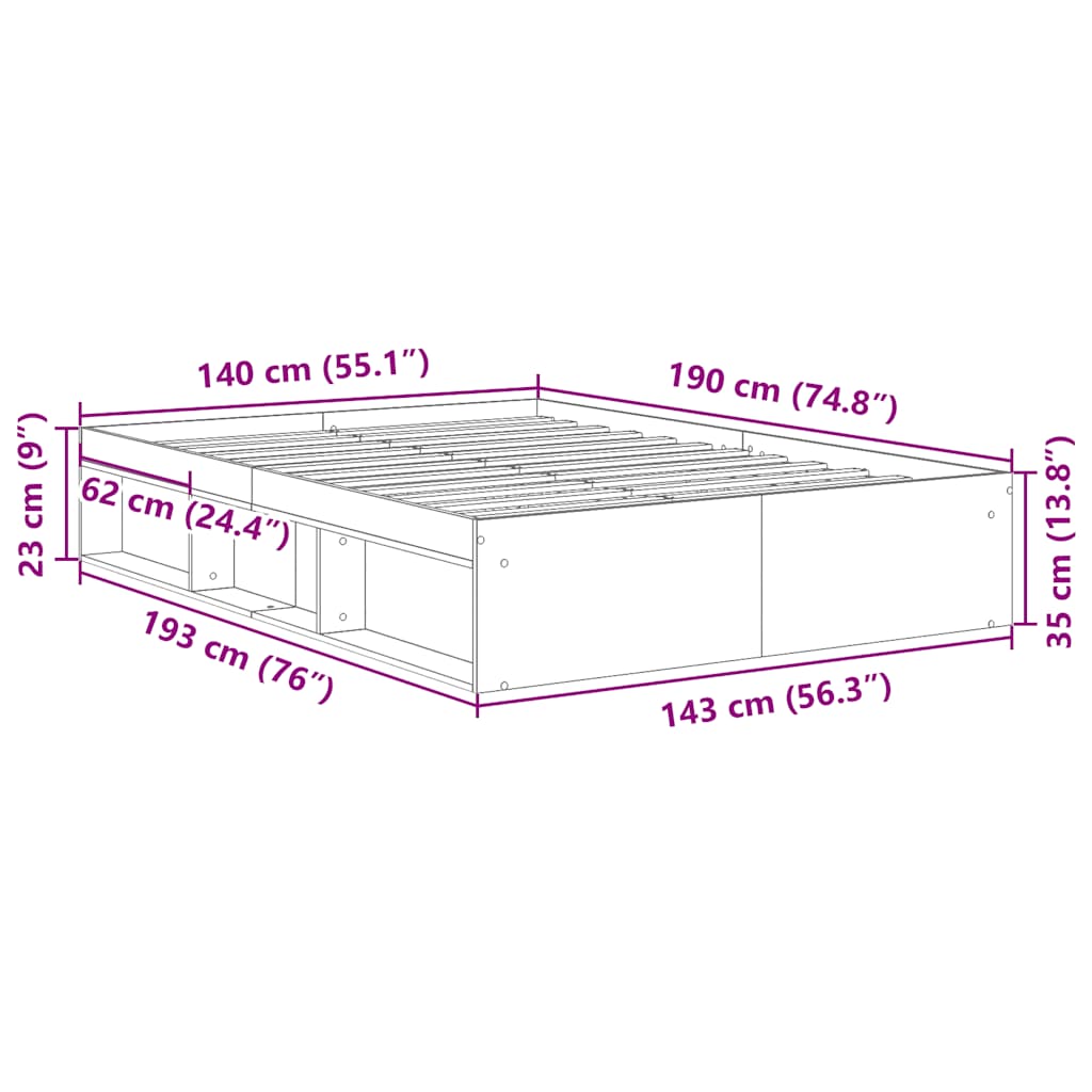 vidaXL Πλαίσιο Κρεβατιού Λευκό 140 x 190 εκ.
