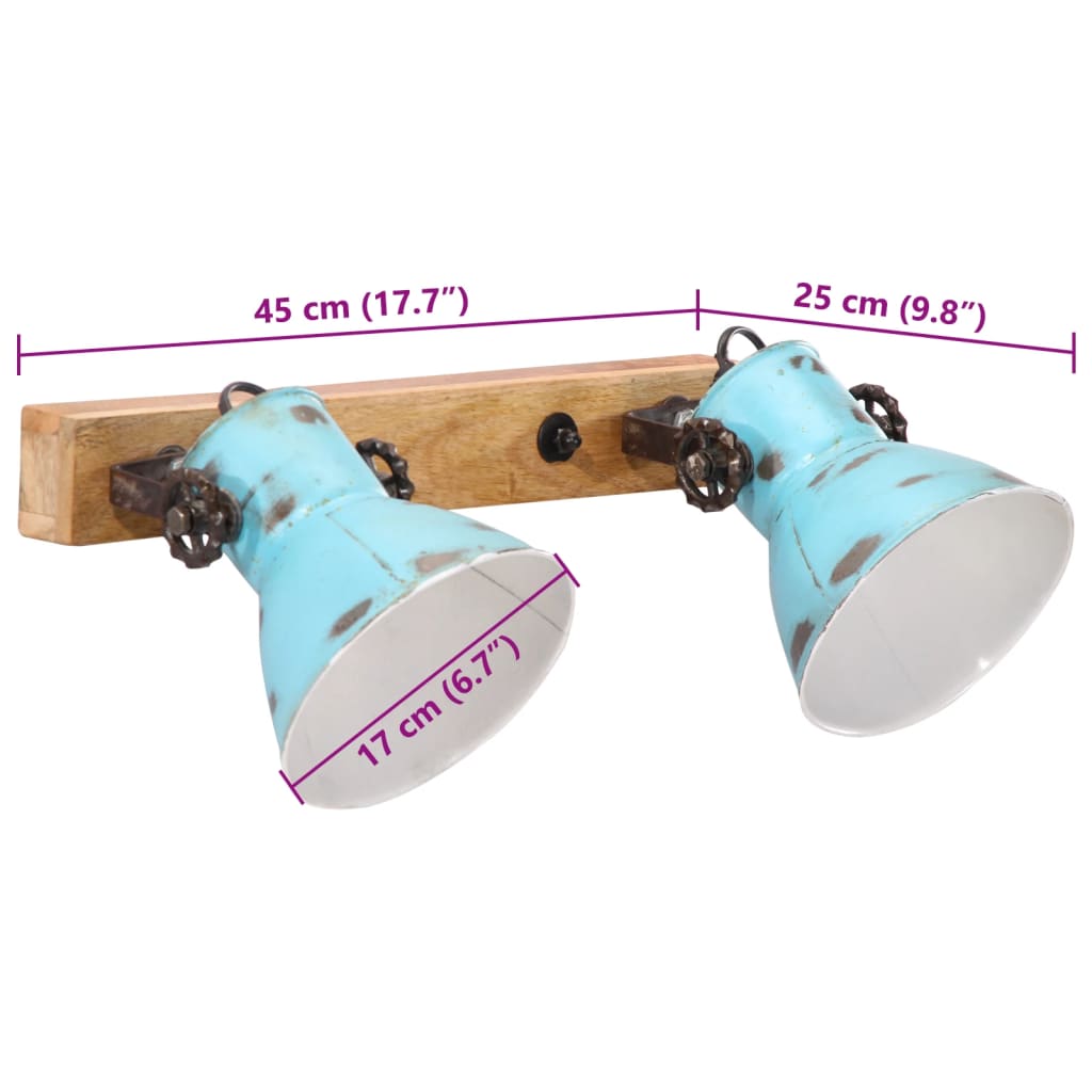 vidaXL Φωτιστικό Τοίχου 25 W Αντικέ Μπλε 45 x 25 εκ. Ε27