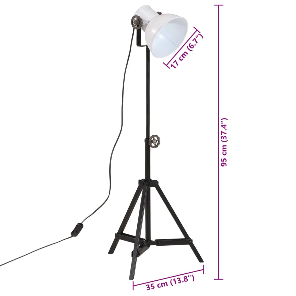 vidaXL Φωτιστικό Δαπέδου 25 W Λευκό 35x35x65/95 εκ. Ε27
