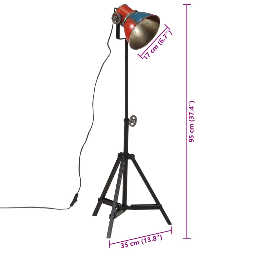 vidaXL Φωτιστικό Δαπέδου 25 W Πολύχρωμο 35x35x65/95 εκ. Ε27