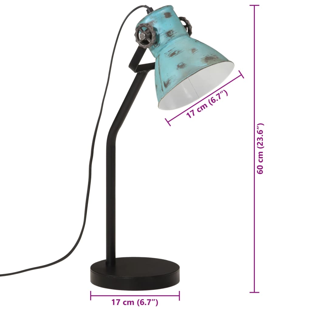 vidaXL Φωτιστικό Γραφείου 25 W Αντικέ Μπλε 17x17x60 εκ. Ε27