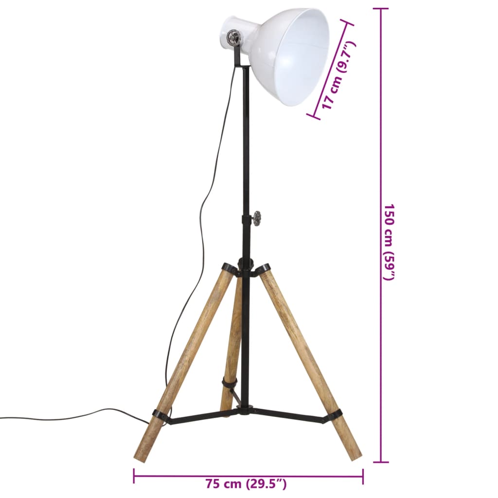 vidaXL Φωτιστικό Δαπέδου 25 W Λευκό 75x75x90-150 εκ. E27