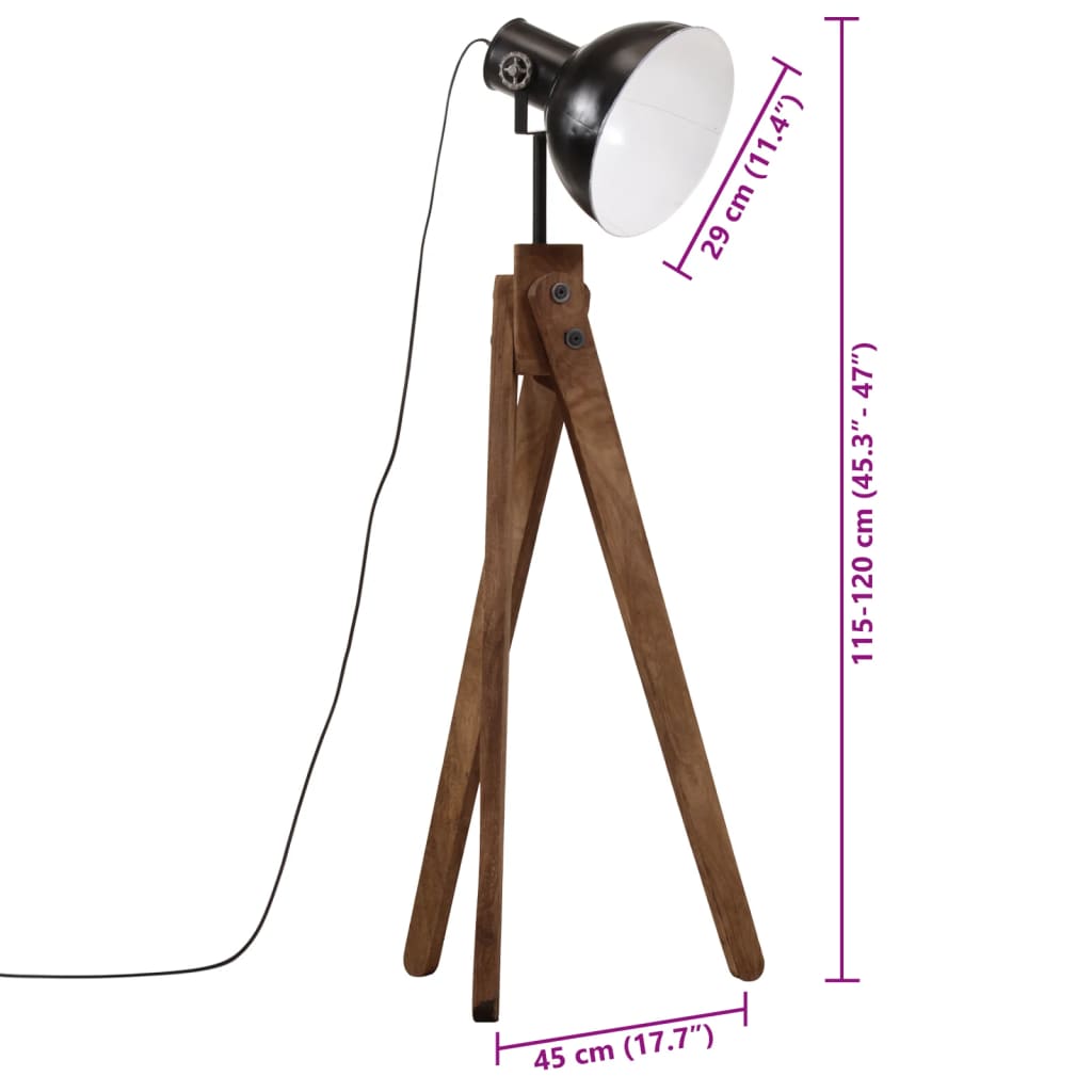 vidaXL Φωτιστικό Δαπέδου 25 W Μαύρο 45x45x120 εκ. E27