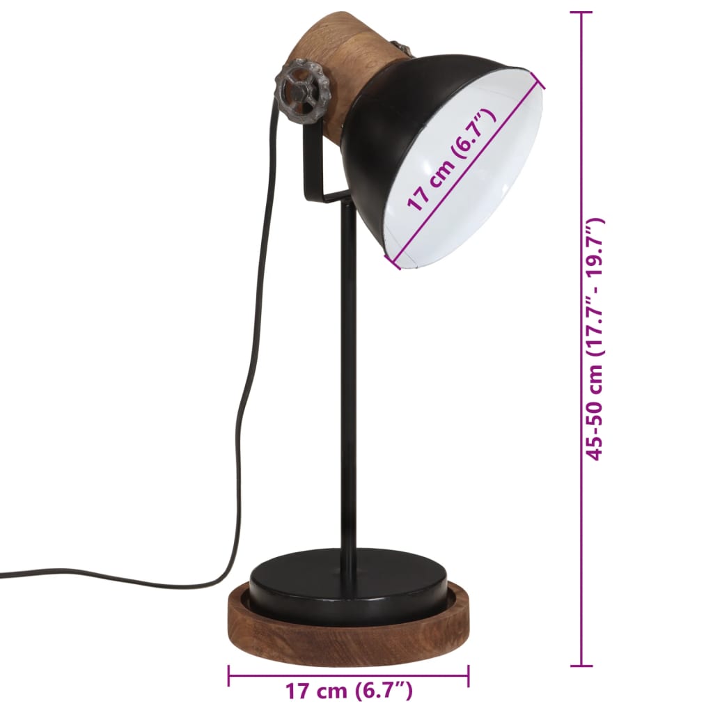 vidaXL Φωτιστικό Γραφείου 25 W Μαύρο 17x17x50 εκ. Ε27