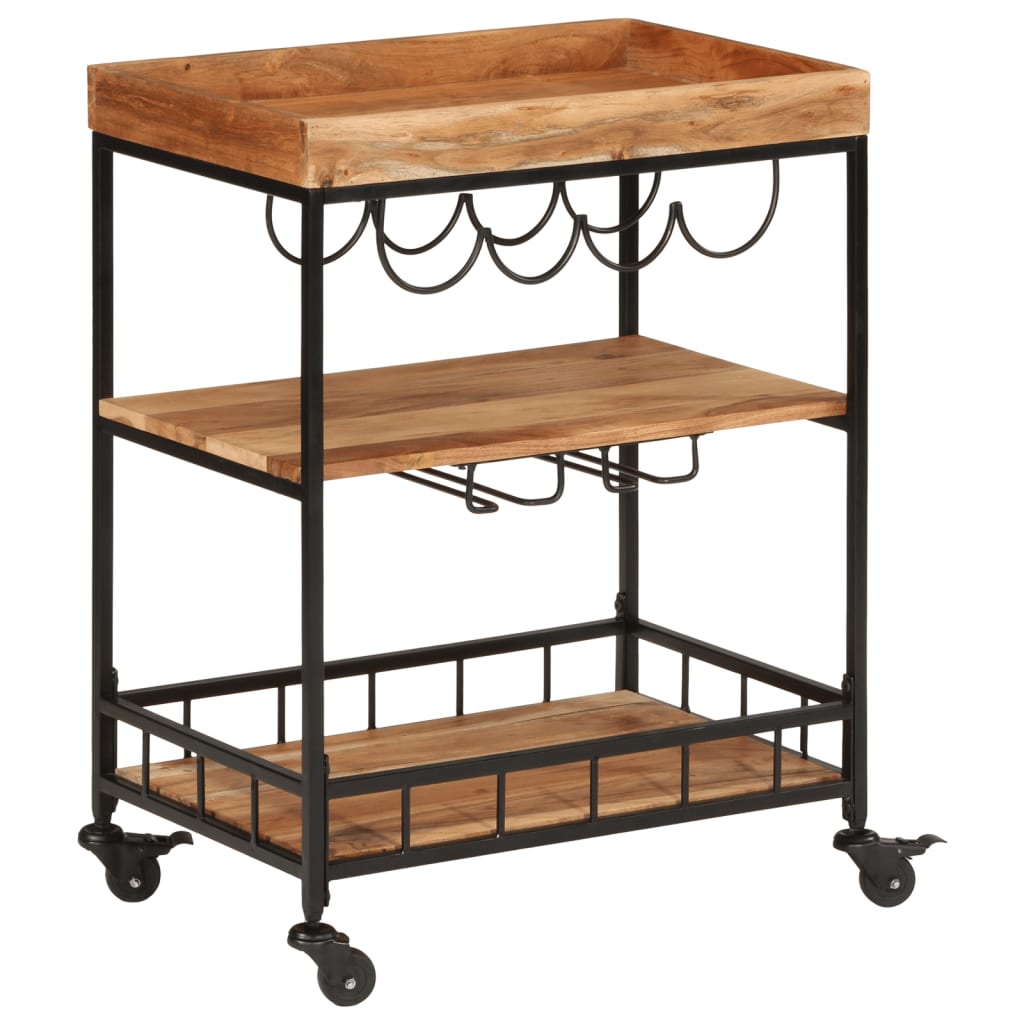 vidaXL Καροτσάκι Μπαρ 60 x 40 x 80 εκ. από Μασίφ Ξύλο Ακακίας & Σίδηρο