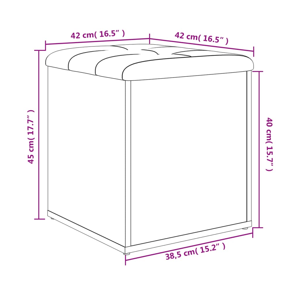 vidaXL Παγκάκι Αποθήκευσης Γκρι Σκυροδεμ. 42x42x45 εκ. Επεξεργ. Ξύλο