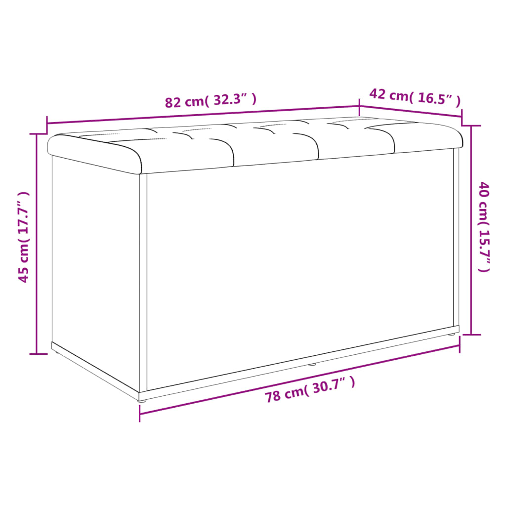 vidaXL Πάγκος Αποθήκευσης Sonoma Δρυς 82 x 42 x 45 εκ. από Τεχνητό Ξύλο