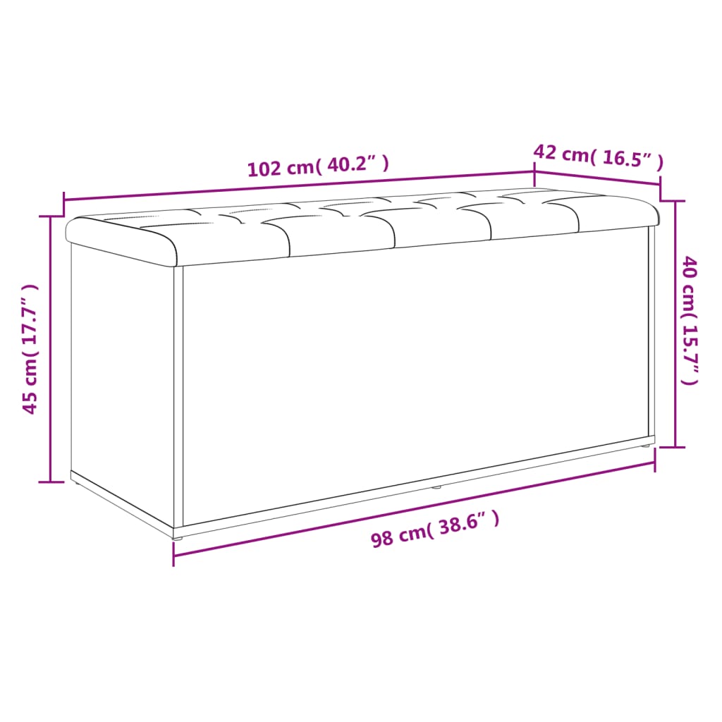 vidaXL Πάγκος Αποθήκευσης Λευκός 102 x 42 x 45 εκ. από Τεχνητό Ξύλο
