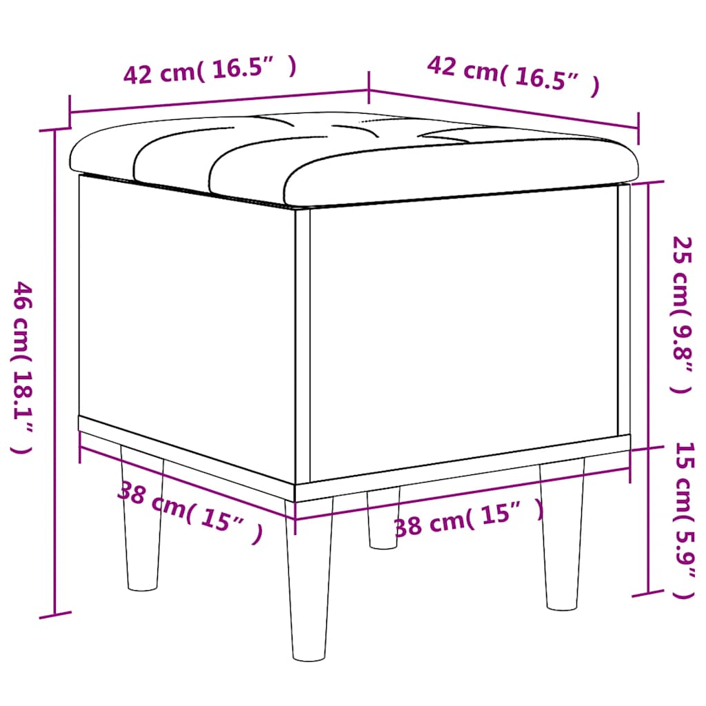 vidaXL Παγκάκι Αποθήκευσης Γκρι Σκυροδεμ. 42x42x46 εκ. Επεξεργ. Ξύλο