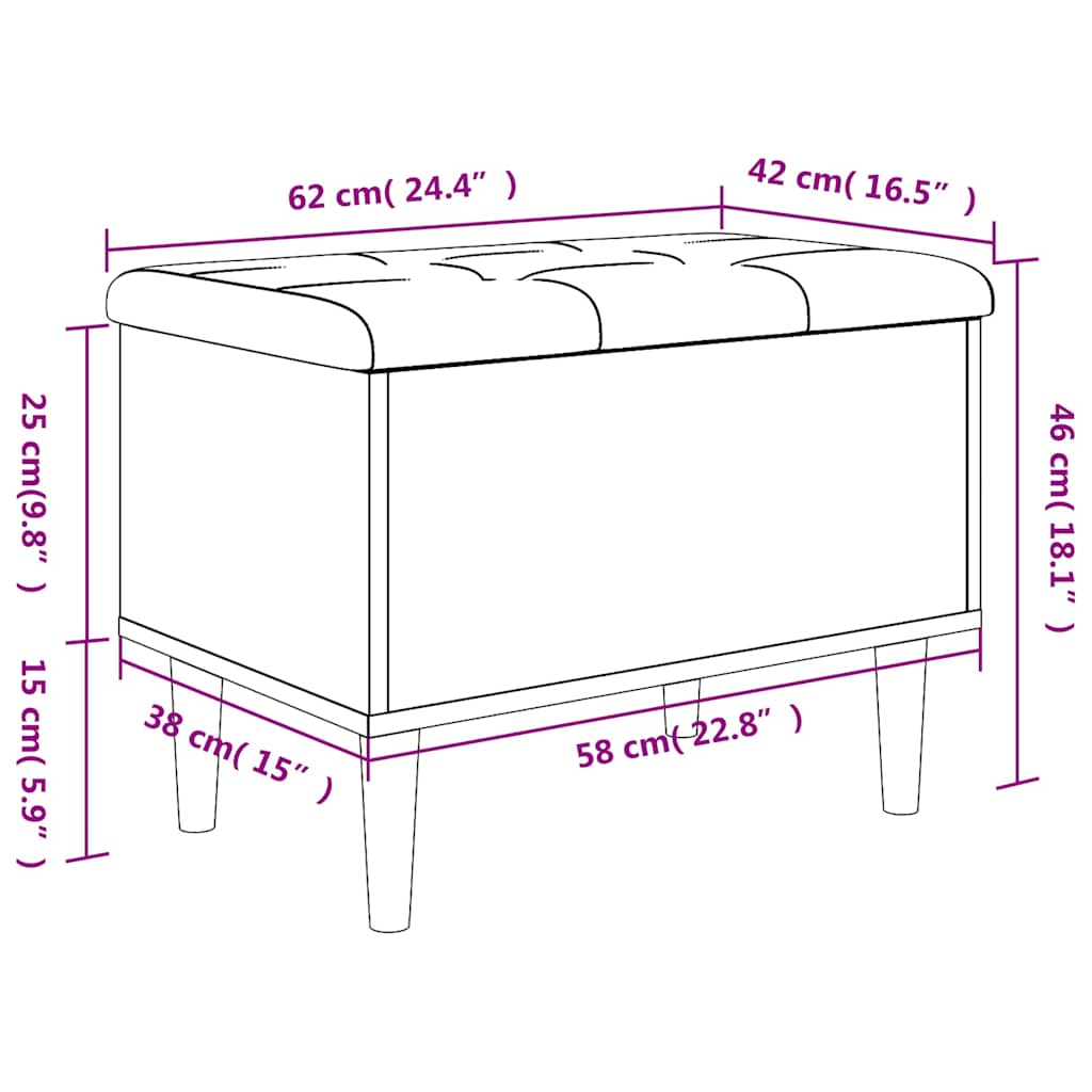 vidaXL Παγκάκι Αποθήκευσης Καπνιστή Δρυς 62x42x46 εκ. από Επεξ. Ξύλο