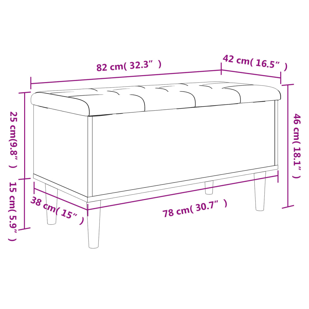 vidaXL Παγκάκι Αποθήκευσης Sonoma Δρυς 82x42x46 εκ. Επεξεργασμένο Ξύλο