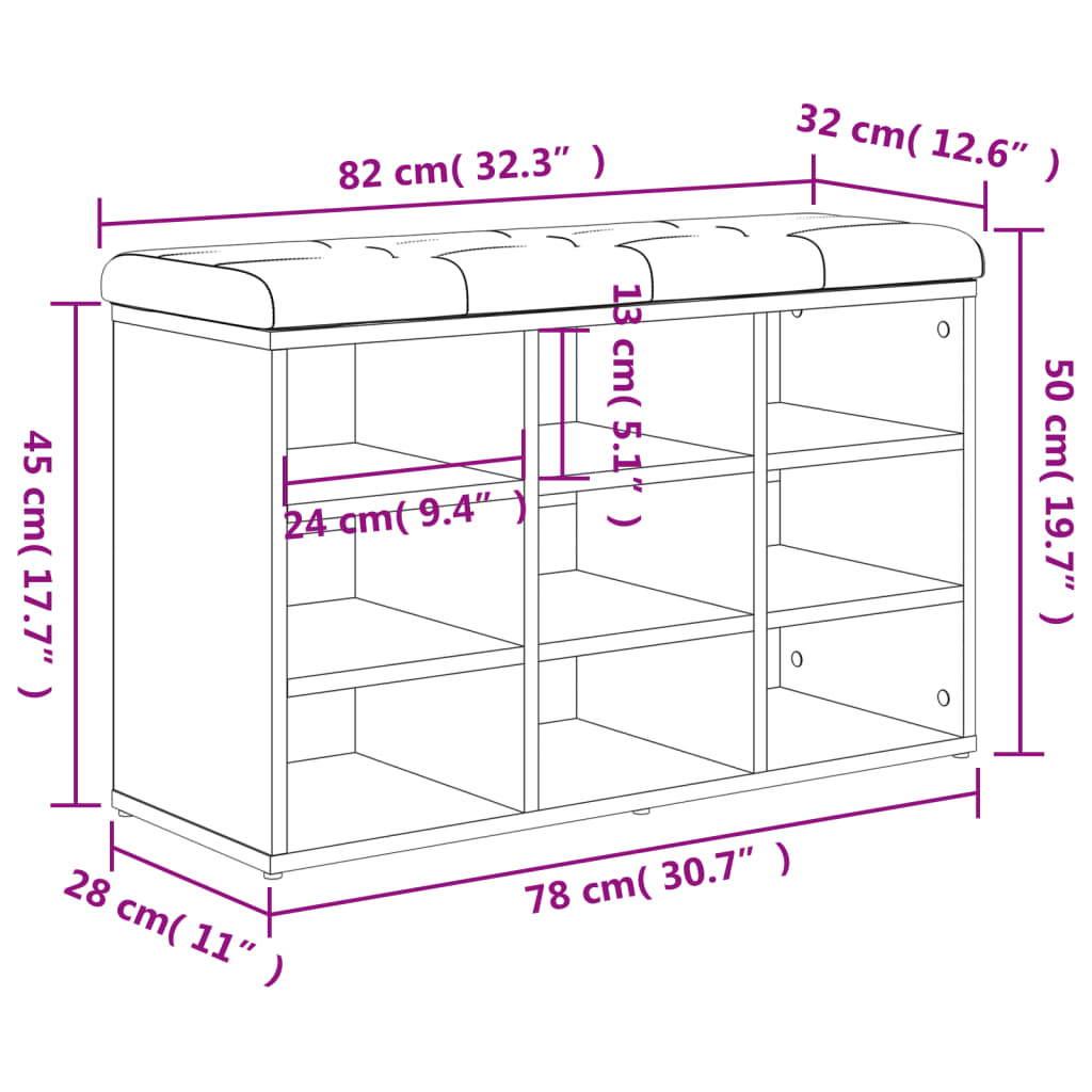 vidaXL Παπουτσοθήκη Γκρι Sonoma 82x32x50 εκ. από Επεξεργασμένο Ξύλο