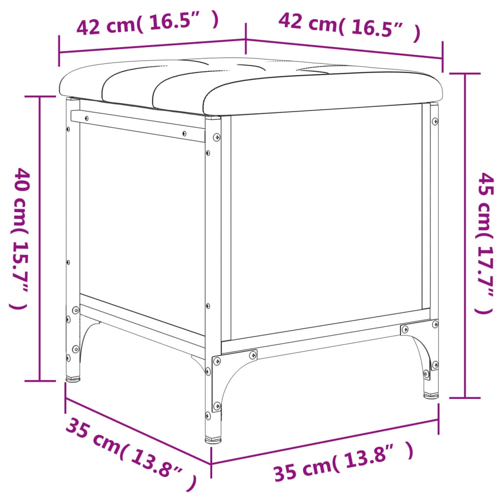 vidaXL Παγκάκι Αποθήκευσης Μαύρο 42x42x45 εκ. από Επεξεργασμένο Ξύλο