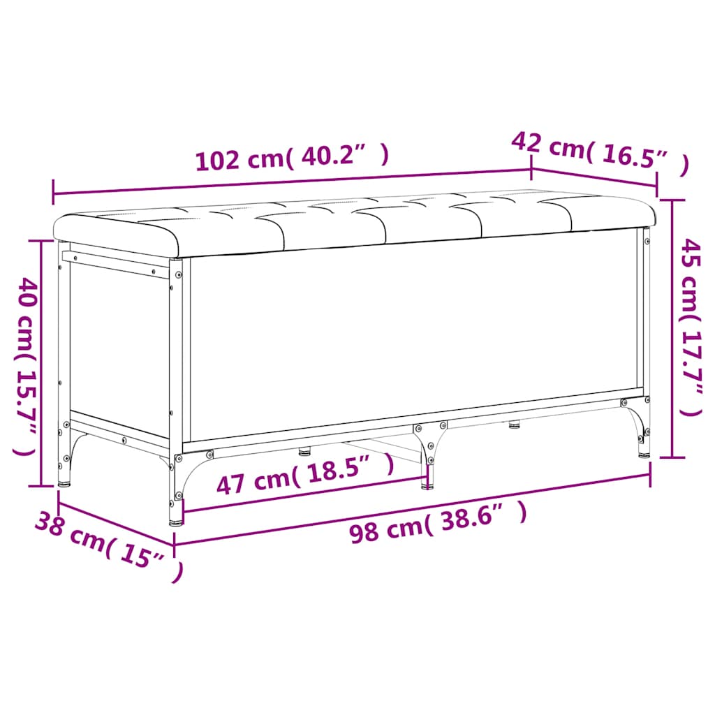 vidaXL Παγκάκι Αποθήκευσης Γκρι Sonoma 102x42x45 εκ Επεξεργασμένο Ξύλο